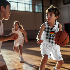 Conjunto de Camiseta de Baloncesto para Niños, Estilo Bandera, Talla Grande, Cuello en V, Verde, 100% Poliéster, Transpirable, Secado Rápido, Estilo Universitario, Venta Caliente - Product Image 4