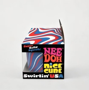Needo Patriotic Swirled Squishy Cube Stress Relief <b>Toy</b> Red <b>White</b> Blue Soft Squeeze Sensory Gift for Adults Kids Summer Party - Product Image 2