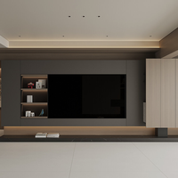 Meuble TV autoportant en bois avec tiroirs de rangement pour salon, appartement, hôtel, salle d'exposition, villa – Style moderne et luxe léger