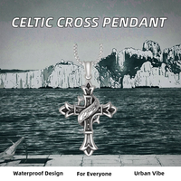 Collier Gaovo Hip Hop Croix Celtique Religieuse Émaillée Étanche en Acier Inoxydable 304 avec Chaîne ROLO, Pendentif Unisexe, Bijou Tendance