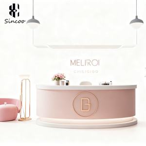 Bureau d'accueil de salon de beauté moderne haut de gamme en bois, tendance 2025, avec design personnalisable - Product Image 3