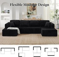 Modulares Cord-Schlafsofa ohne Gestell, Chaiselongue, Vakuumkomprimiert, Konvertierbar, Faltbar, Wohnzimmer-Möbelset