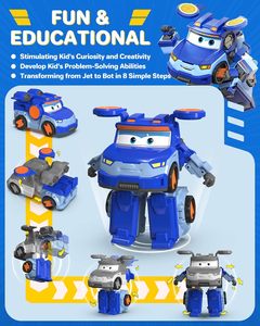Juguetes transformadores de avión, figura de acción de avión a <span class=keywords><strong>robot</strong></span>, Avión de juguete divertido para niños y niñas, regalo de cumpleaños preescolar para niños - Product Image 3
