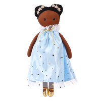 Boneka Kain Bayi Kulit Hitam Afrika Amerika Buatan Tangan, Boneka Hitam Mewah Gaya Balet untuk Anak Perempuan dengan Rambut Afro