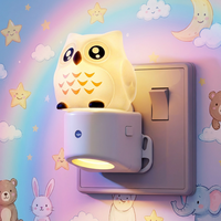 Veilleuse murale LOHAS 3D Hibou avec capteur crépusculaire RGB + LED blanc doux 3000K pour chevet et chambre à coucher