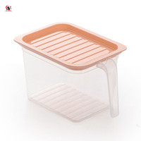 Récipient à aliments, bac à légumes rectangulaire en plastique avec poignée pour le frigo, boîte transparente pour conserver la fraîcheur