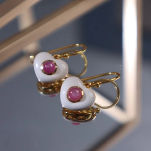 Mooie Robijnrode Oorbellen Natuurlijke Robijnen Elegant Veelzijdig Ontwerp Voortreffelijk Vakmanschap Sterling Zilveren Email Klauwzetting - Product Image 1