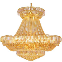 Lustre en cristal doré à plusieurs niveaux en forme de bol, grande lampe suspendue pour la décoration intérieure des salles de mariage et de banquets