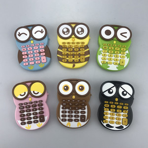Mini Owl Calculator 8 Digits Battery Powered Cute Cartoon Student Gift Colorful Design - Product Image 1