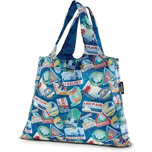 Promotion Eco-friendly Reusable Ripstop Folding Tote Bag Polyester Foldable Grocery Shopping Bag