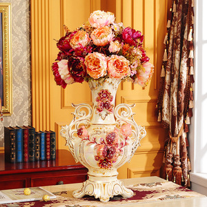 แจกันดอกไม้เซรามิกเรซินสไตล์โบราณหรูหราสำหรับงานแต่งงานร้านอาหารของตกแต่งโรงแรม - Product Image 1