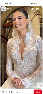 MHL773 Abito da <span class=keywords><strong>Sposa</strong></span> Elegante a Linea A in Pizzo con Scollo a V Profondo e Maniche Lunghe <span class=keywords><strong>per</strong></span> Donne - Product Image 4