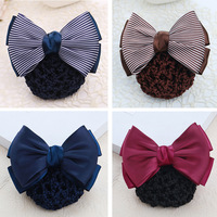 Personnel de service féminin hôtesses de l'air noir rouge bleu marine satin cheveux arc queue de cheval cheveux net cheveux accessoires pour femmes
