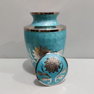 โกศบรรจุอัฐิอะลูมิเนียมลายดอกไม้สีฟ้า สำหรับบรรจุอัฐิของมนุษย์ โกศสำหรับผู้ใหญ่ โกศที่ระลึกตกแต่ง งานฝีมือสำหรับพิธีศพ - Product Image 2