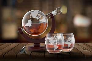 OEM 2021 whisky liquori liquori Decanter decorazione, inciso a forma di globo <span class=keywords><strong>mondo</strong></span> Decanter, supporto in fibra di vetro nave a vela - Product Image 6