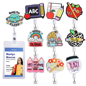 Accessoires porte-badge rétractable <span class=keywords><strong>en</strong></span> acrylique robuste, motif vache arc-<span class=keywords><strong>en</strong></span>-ciel mignonne, avec clip à tirage facile et finition brillante, <span class=keywords><strong>pour</strong></span> cadeaux d'entreprise - Product Image 1