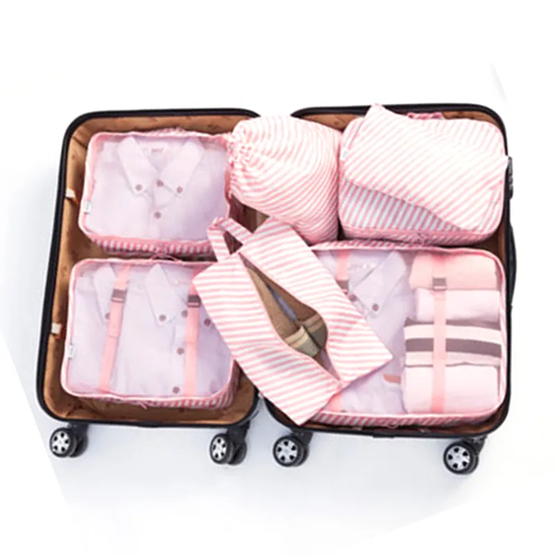 Travel Packing Cubes 6 Pcs Set Luggage Packing Organizers with Shoe Bag and Toiletries Bag
