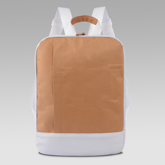 Custom Eco Friendly Easy-to-Clean Large Capacity Recycled Washable Kraft Paper Backpacks for Travel Daily Outdoor