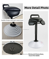 Tabouret de selle noir AntluPlus avec base annulaire blanche concentrique, chaise ergonomique à bascule pour une assise active