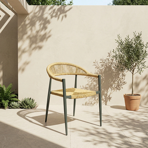 Silla de Comedor Moderna para Patio y Restaurante, Apilable, de Aluminio y Ratán para Exteriores, Venta al Por Mayor, Foshan - Product Image 1