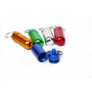 MM-APB002 Aluminum Airtight Capsule Sealed Medical Silver Color Medicine Holder Keychain For First-Aid