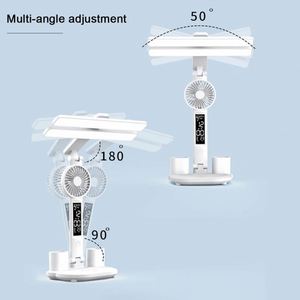 Lámpara de Mesa Recargable para Estudio, Lámpara de Escritorio con Luz de Lectura LED, Ventilador y Pantalla de Reloj LED - Product Image 5