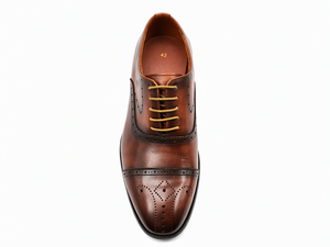 Chaussures Richelieu marron en cuir véritable bicolore pour hommes, à lacets, bout rond, souples, pour le bureau, les affaires et les mariages - Product Image 4