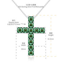 Collier pendentif croix en moissanite ronde brillante verte en argent sterling 925 ChuYao, bijoux fins unisexes, cadeau