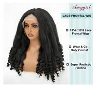 Perruques Lace Front Synthétiques à Base de Soie Transparente pour Femmes Noires, Légères, Faciles à Porter, Aspect Naturel, Texture Douce, Tendance Afro, Résistantes à la Chaleur