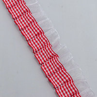 Ruban plissé multicolore en organza à carreaux gingham avec volants pour la confection de robes, vêtements et projets de bricolage (vente en gros)