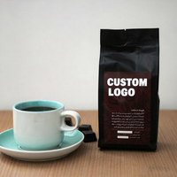 Emballage de café écologique personnalisé, recyclable, résistant aux déchirures, pochette noire à fond plat