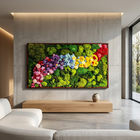 Cadre mural en mousse naturelle verte avec fleurs préservées, décoration de bureau et d'intérieur, taille personnalisée OEM&ODM 140x80 cm