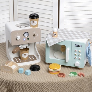 Machine à café électronique <span class=keywords><strong>en</strong></span> <span class=keywords><strong>bois</strong></span> pour enfants, four à air chaud, <span class=keywords><strong>jouet</strong></span> de <span class=keywords><strong>cuisine</strong></span> simulé, jeu d'imitation, <span class=keywords><strong>jouet</strong></span> éducatif pour les enfants de 4 à 6 ans - Product Image 3
