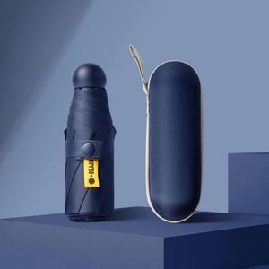 Custom LOGO Mini Compact Pocket <b>Umbrella</b> with Storage EVA Case Sunshade UV Rain Folding <b>Umbrella</b> Waterproof <b>Windproof</b> - Product Image 2