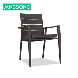 ชุดโต๊ะและเก้าอี้รับประทานอาหารกลางแจ้งสำหรับสวน โครงอะลูมิเนียม ท็อปไม้ เหมาะสำหรับโรงแรม คาเฟ่ ร้านอาหารระดับไฮเอนด์ - Product Image 4