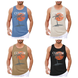 قمصان رجالية بدون أكمام مخصصة للشاطئ، مريحة وقابلة للتنفس، بتصميم عصري مطبوع للعطلات والشاطئ - Product Image 3