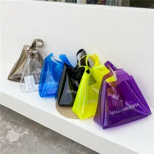 Logo personnalisé grande capacité transparent pvc sac fourre-tout avec bouton personnalisé ou fermeture éclair