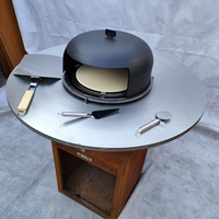 Foyer de table et chaise en métal noir résistant aux intempéries design poêle à bois jardin extérieur barbecue rond foyer en métal