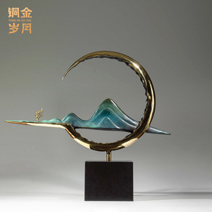 Ornement en laiton en forme de croissant de lune, couleur Cuivre et Or, décoration d'intérieur, objet décoratif de table - Product Image 3