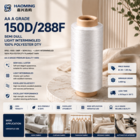 Filament de polyester DTY 100% de qualité AA 150D/288F semi-mat légèrement entrelacé blanc brut pour tricotage et tissage