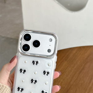 Funda Protectora para Teléfono con Diseño de Lazo Estilo Coreano, TPU, Antigolpes, para iPhone 17 Pro <span class=keywords><strong>Max</strong></span> 16, Transparente con Brillantina, para <span class=keywords><strong>Mujer</strong></span>, Venta al por Mayor - Product Image 4