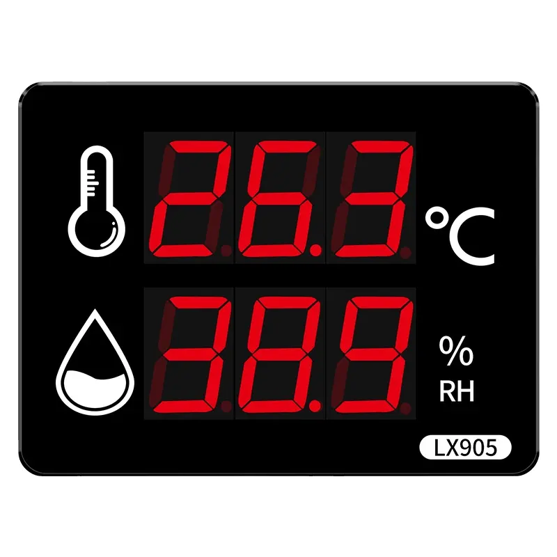 Lx905 kỹ thuật số đa chức năng Nhiệt kế ẩm kế LED màn hình lớn kỹ thuật số nhiệt độ phòng mét ẩm kế trong nhà cho phòng tắm hơi