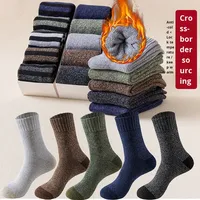 Chaussettes en coton pour homme, hiver, rayées, épaisses, chaudes, en tissu éponge, en gros