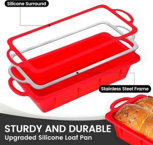 MUYULINS Molde Rectangular para Pan y Pastel de Silicona con Marco Metálico Reforzado, Antiadherente, Libre de BPA, Apto para LFGB - Product Image 2
