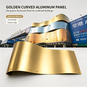 Panneau de mur-rideau en aluminium doré, revêtement de façade incurvé, système de mur extérieur pour bâtiment, hôtel, tour - Product Image 4