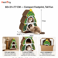Tour de griffoir/structure d'escalade pour chat en forme d'arbre de Noël, multi-niveaux, de luxe, en carton ondulé vert, écologique et de grande taille
