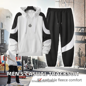Men's Summer <b>Tracksuit</b> Hoodie with Elastic Waist Side Pockets Full Length Casual Style 100% Cotton Fleece Breathable Fabric - Product Image 2