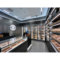 Fournisseur d'usine, vitrine à cigares à double porte avec éclairage LED, humidor commercial, vitrine à cigares, vitrine à cigares personnalisée