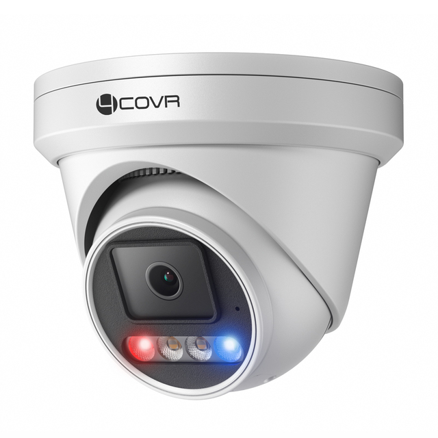 5MP PoE Turret IP Camera AI Smart Detection Red & Blue Light Active Deterrence Full Color Night Vision Home Security CCTV