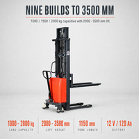 Gerbeur semi-électrique 2000 kg 1580 mm avec batterie plomb-acide et déplaceur latéral électrique pour déchargement de conteneurs et manutention de palettes en quai